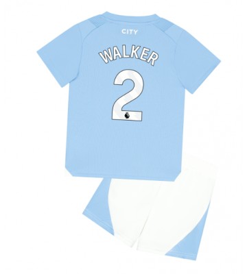 Manchester City Kyle Walker #2 Hjemmebanesæt Børn 2023-24 Kort ærmer (+ korte bukser)